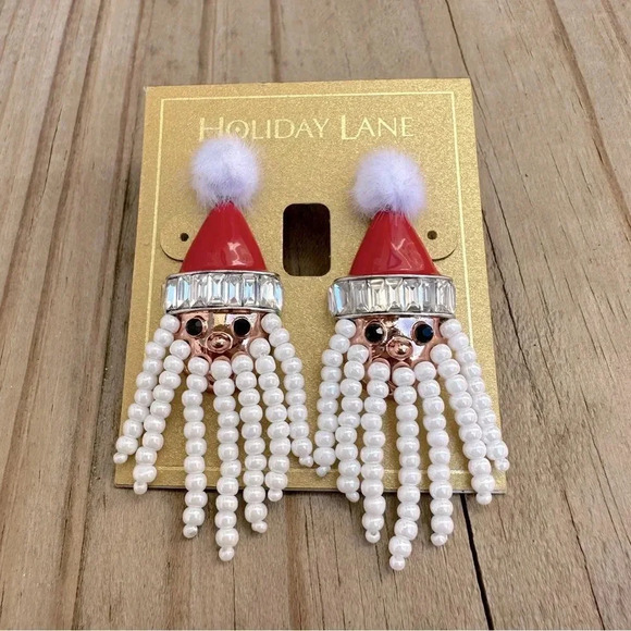 SANTA CHRISTMAS PEARL CHARTER CLUB EARRINGS - Picture 1 of 11